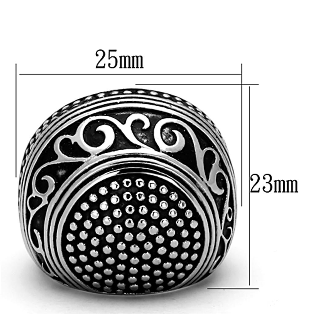 High polished (no plating) Stainless Steel Ring with Epoxy in Jet