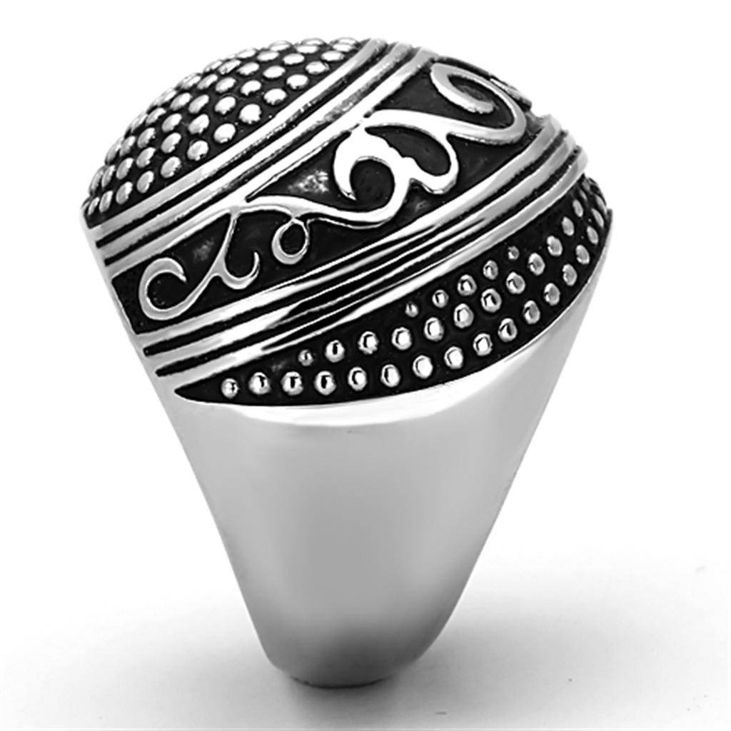 High polished (no plating) Stainless Steel Ring with Epoxy in Jet