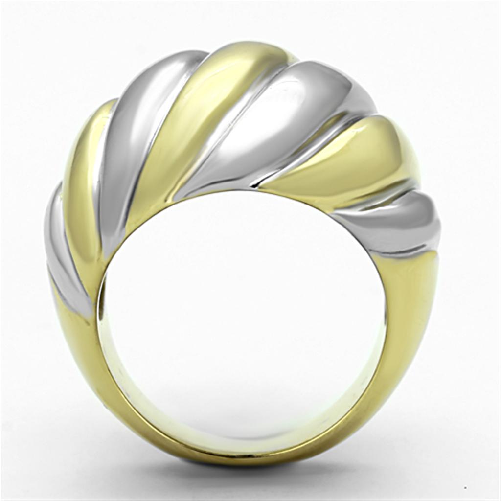 Two-Tone IP Gold (Ion Plating) Stainless Steel Ring with No Stone