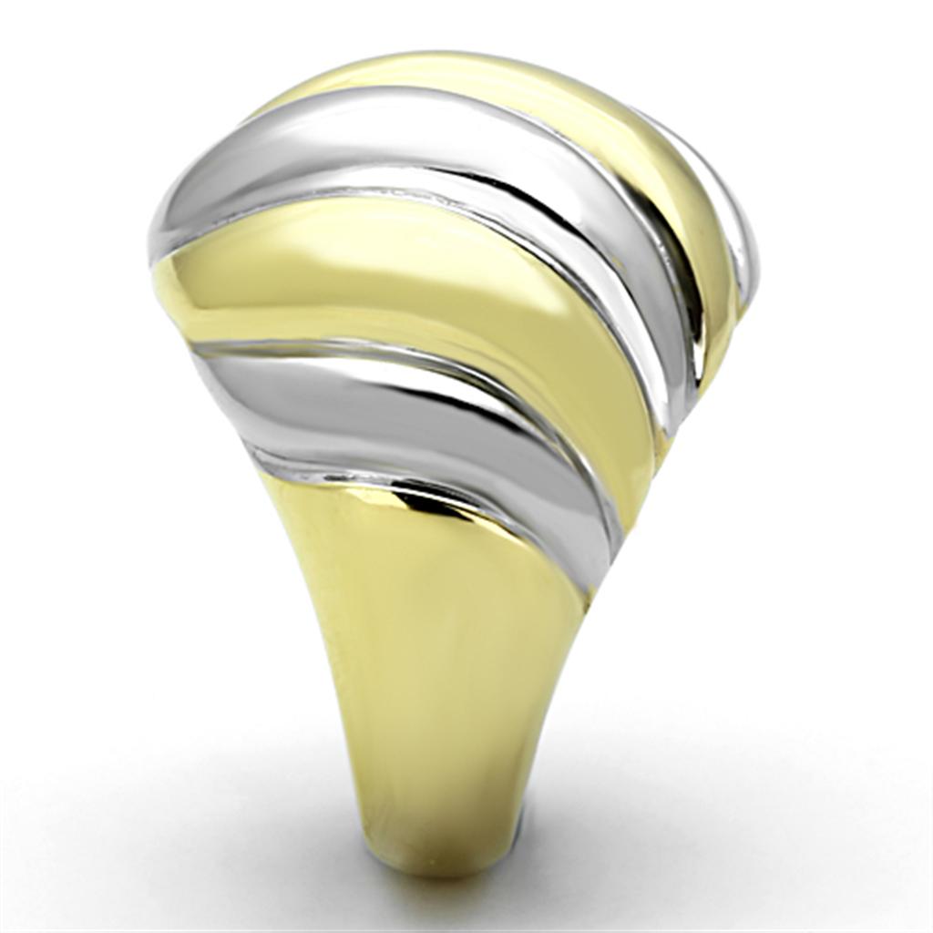 Two-Tone IP Gold (Ion Plating) Stainless Steel Ring with No Stone