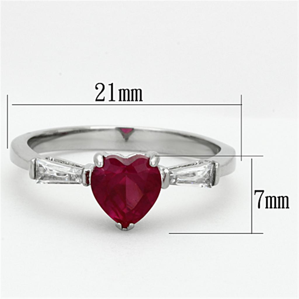 High polished (no plating) Stainless Steel Ring with AAA Grade CZ in Ruby