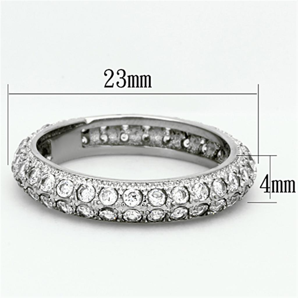 High polished (no plating) Stainless Steel Ring with AAA Grade CZ in Clear