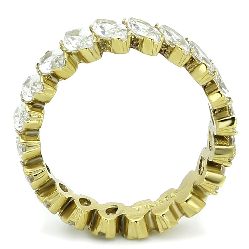 IP Gold(Ion Plating) Stainless Steel Ring with AAA Grade CZ in Clear