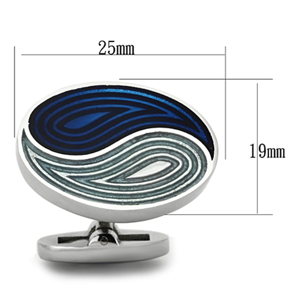 High polished (no plating) Stainless Steel Cufflink with Epoxy in Multi Color