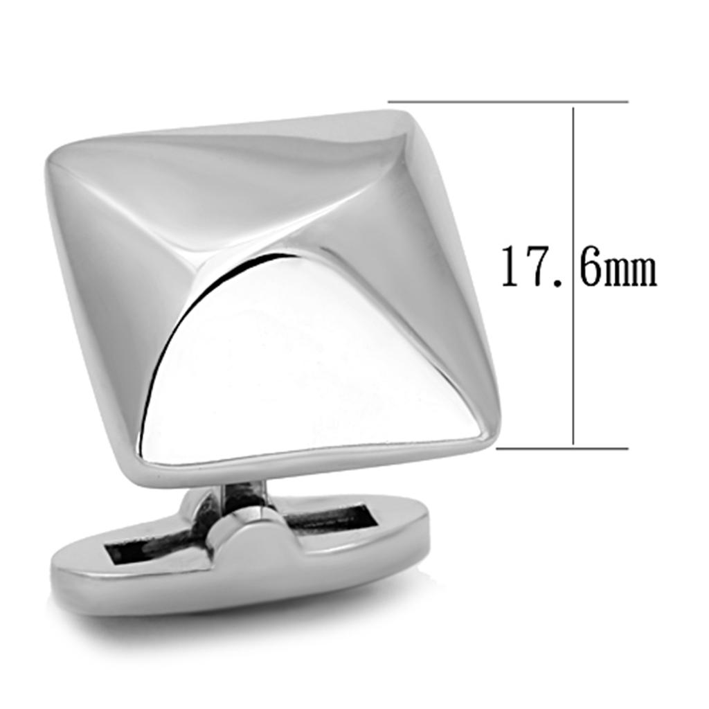 High polished (no plating) Stainless Steel Cufflink with No Stone