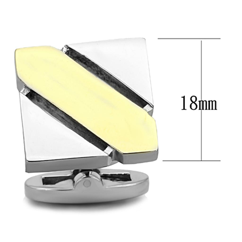 Two-Tone IP Gold (Ion Plating) Stainless Steel Cufflink with No Stone
