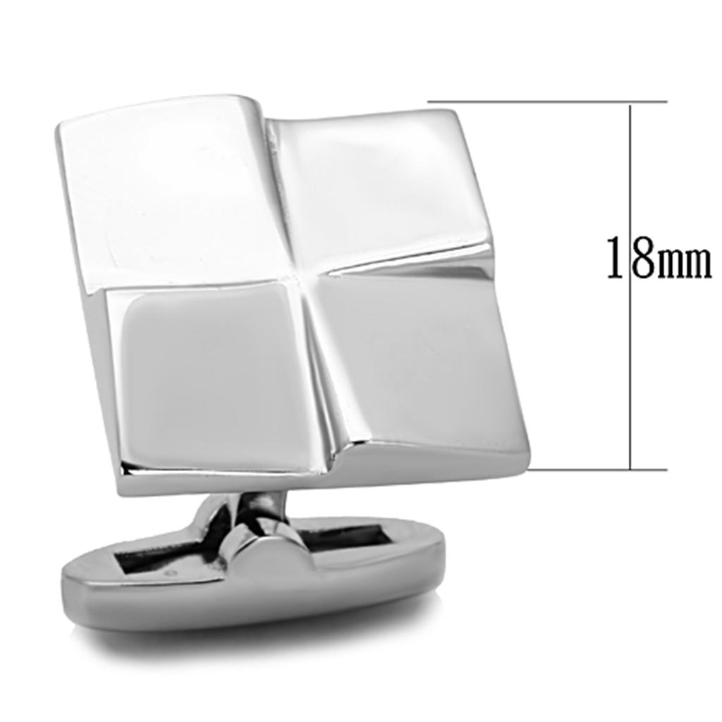 High polished (no plating) Stainless Steel Cufflink with No Stone