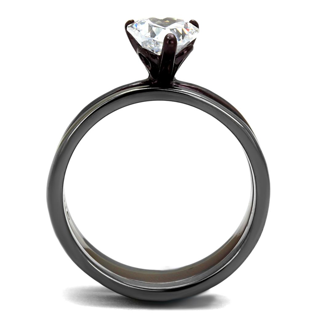 IP Light Black (IP Gun) & IP Dark Brown (IP coffee) Stainless Steel Ring with AAA Grade CZ in Clear