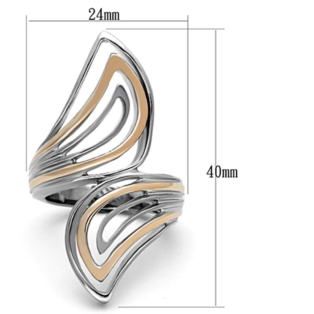 Two-Tone IP Rose Gold Stainless Steel Ring with No Stone