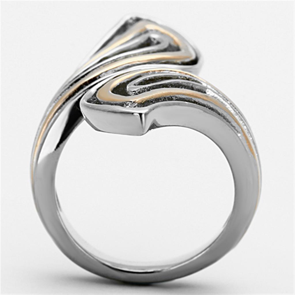 Two-Tone IP Rose Gold Stainless Steel Ring with No Stone