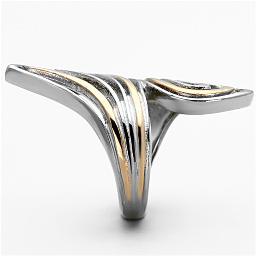 Two-Tone IP Rose Gold Stainless Steel Ring with No Stone