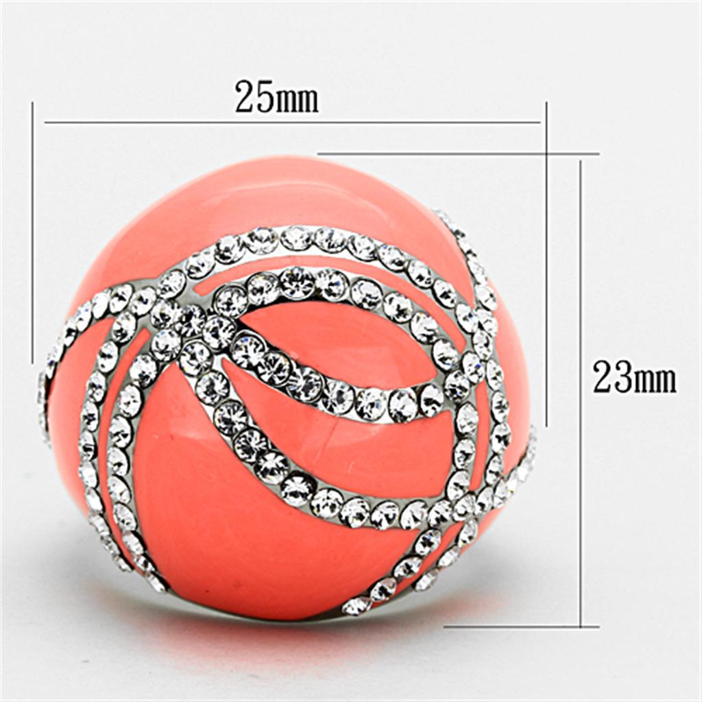 High polished (no plating) Stainless Steel Ring with Top Grade Crystal in Clear