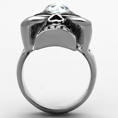 High polished (no plating) Stainless Steel Ring with Top Grade Crystal in Clear