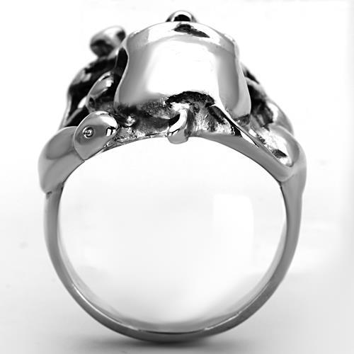 High polished (no plating) Stainless Steel Ring with Epoxy in Jet