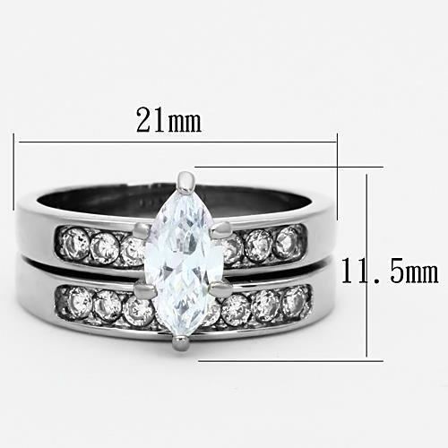 High polished (no plating) Stainless Steel Ring with AAA Grade CZ in Clear
