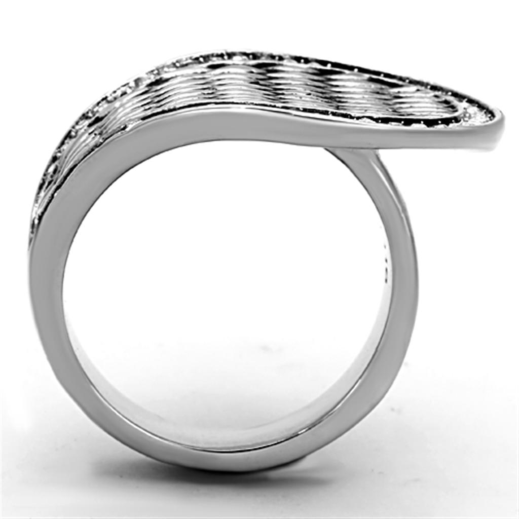 High polished (no plating) Stainless Steel Ring with Top Grade Crystal in Clear
