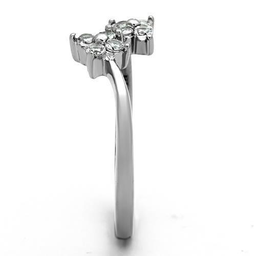 High polished (no plating) Stainless Steel Ring with AAA Grade CZ in Clear