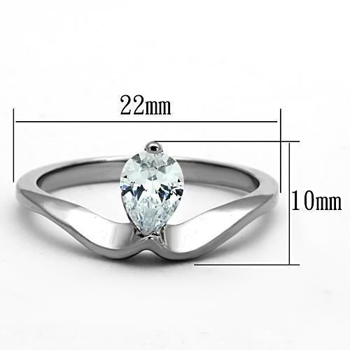 High polished (no plating) Stainless Steel Ring with AAA Grade CZ in Clear