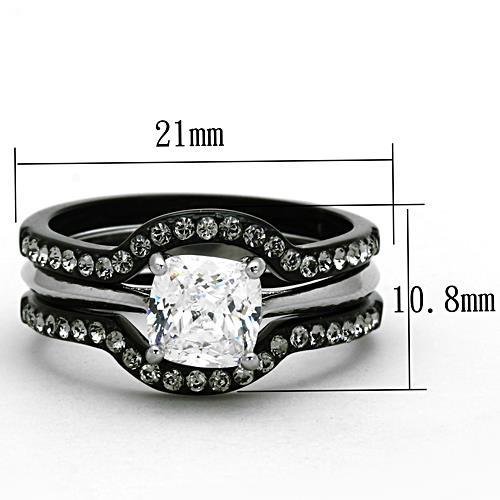 Two-Tone IP Black Stainless Steel Ring with AAA Grade CZ in Clear