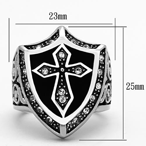TK1349 - High polished (no plating) Stainless Steel Ring with Top Grade Crystal in Clear