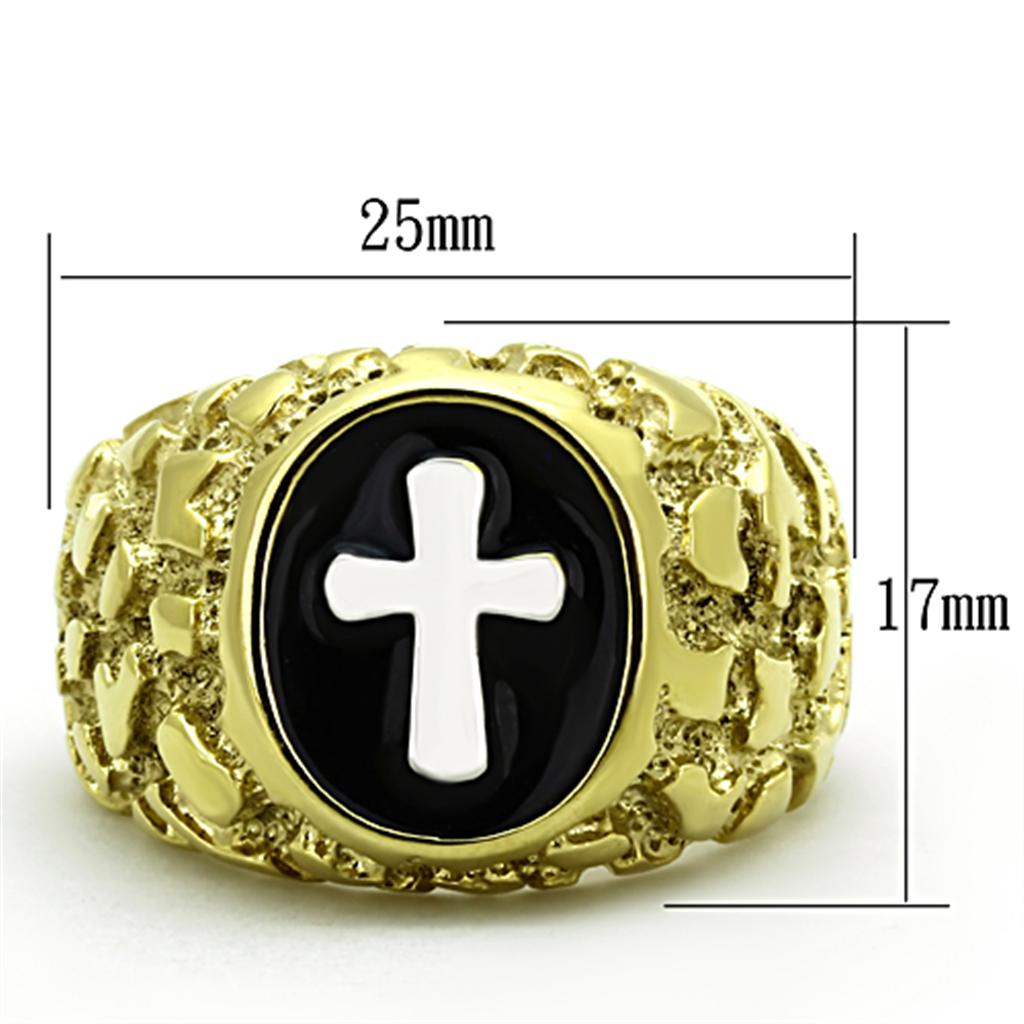 Two-Tone IP Gold (Ion Plating) Stainless Steel Ring with No Stone