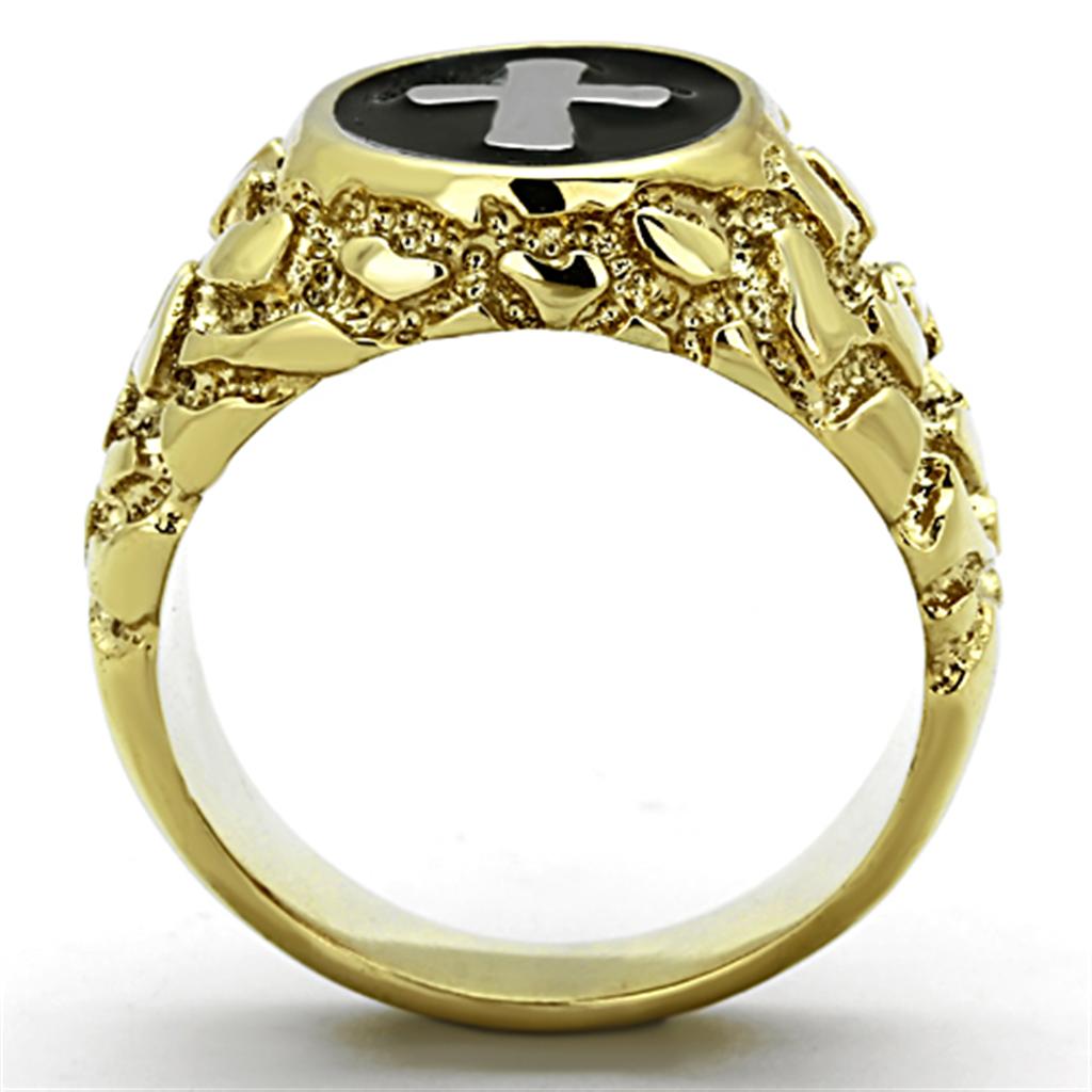 Two-Tone IP Gold (Ion Plating) Stainless Steel Ring with No Stone