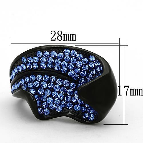 IP Black(Ion Plating) Stainless Steel Ring with Top Grade Crystal in Sapphire