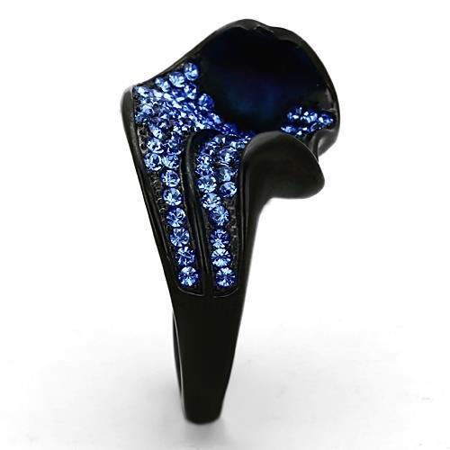 IP Black(Ion Plating) Stainless Steel Ring with Top Grade Crystal in Sapphire