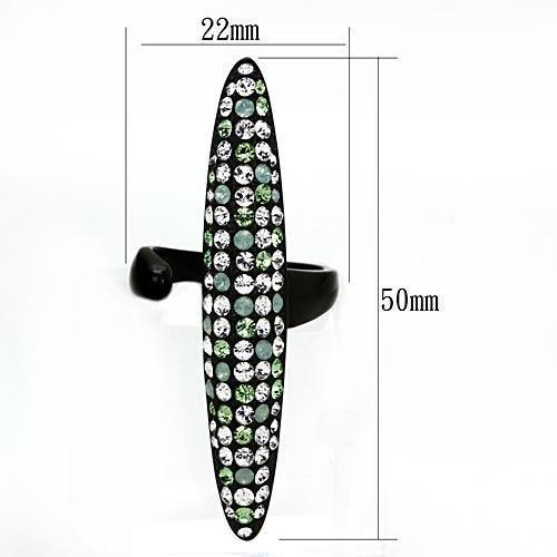 IP Black(Ion Plating) Stainless Steel Ring with Top Grade Crystal in Multi Color