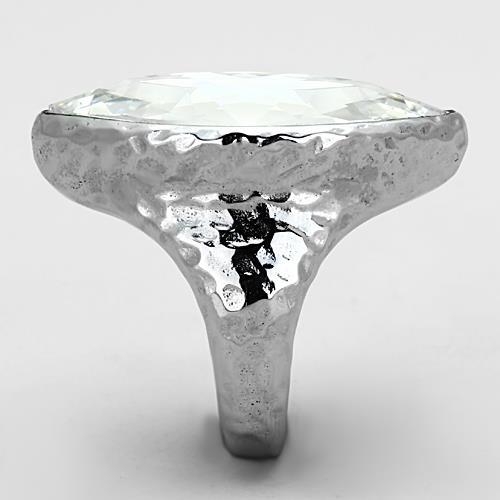 IP rhodium (PVD) Stainless Steel Ring with Top Grade Crystal in Clear