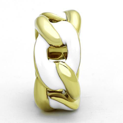 IP Gold(Ion Plating) Stainless Steel Ring with Epoxy in White