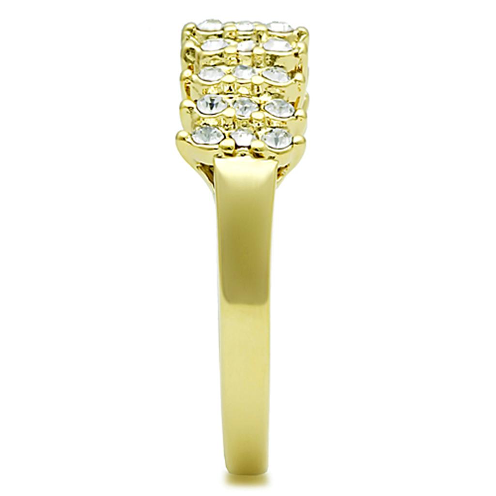 IP Gold(Ion Plating) Stainless Steel Ring with Top Grade Crystal in Clear