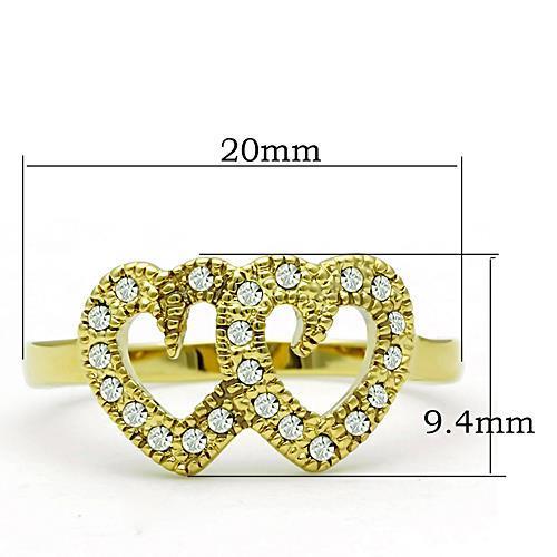 IP Gold(Ion Plating) Stainless Steel Ring with Top Grade Crystal in Clear