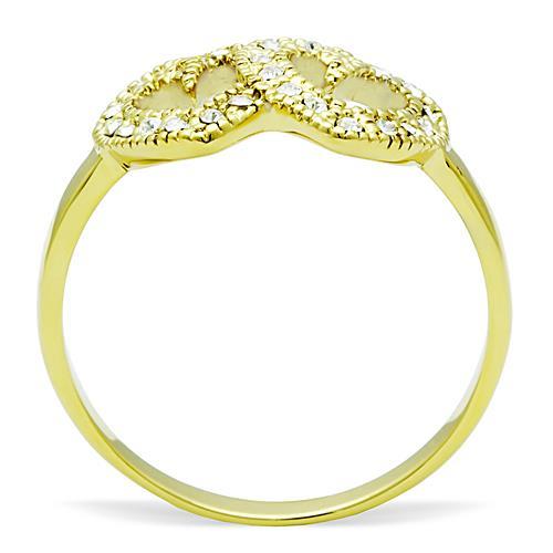 IP Gold(Ion Plating) Stainless Steel Ring with Top Grade Crystal in Clear