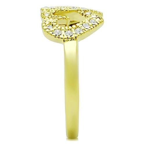 IP Gold(Ion Plating) Stainless Steel Ring with Top Grade Crystal in Clear