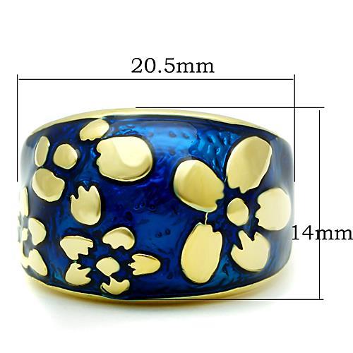 IP Gold(Ion Plating) Stainless Steel Ring with Epoxy in Capri Blue