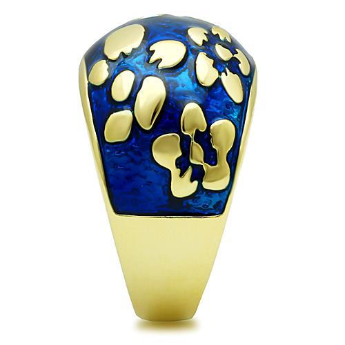 IP Gold(Ion Plating) Stainless Steel Ring with Epoxy in Capri Blue