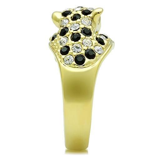 IP Gold(Ion Plating) Stainless Steel Ring with Top Grade Crystal in Multi Color