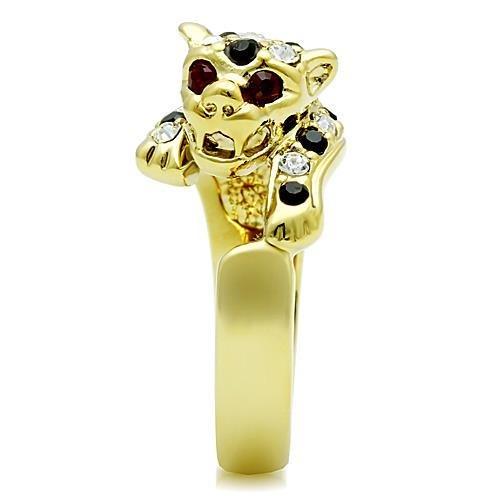 IP Gold(Ion Plating) Stainless Steel Ring with Top Grade Crystal in Multi Color