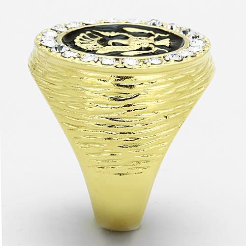 TK1404 IP Gold(Ion Plating) Stainless Steel Ring with Top Grade Crystal in Clear