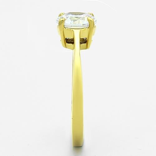 IP Gold(Ion Plating) Stainless Steel Ring with AAA Grade CZ in Clear