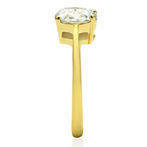 IP Gold(Ion Plating) Stainless Steel Ring with AAA Grade CZ in Clear
