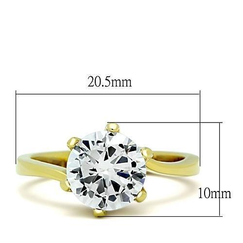 IP Gold(Ion Plating) Stainless Steel Ring with AAA Grade CZ in Clear