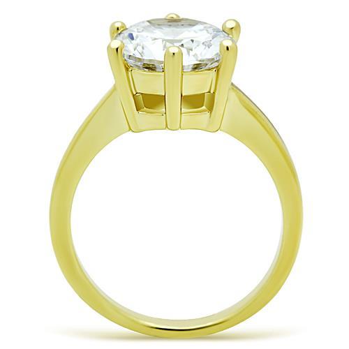IP Gold(Ion Plating) Stainless Steel Ring with AAA Grade CZ in Clear