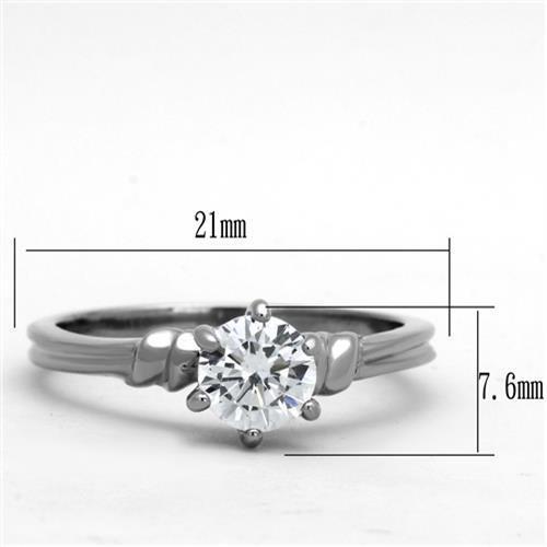 High polished (no plating) Stainless Steel Ring with AAA Grade CZ in Clear
