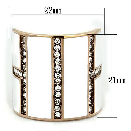 IP Rose Gold(Ion Plating) Stainless Steel Ring with Top Grade Crystal in Clear