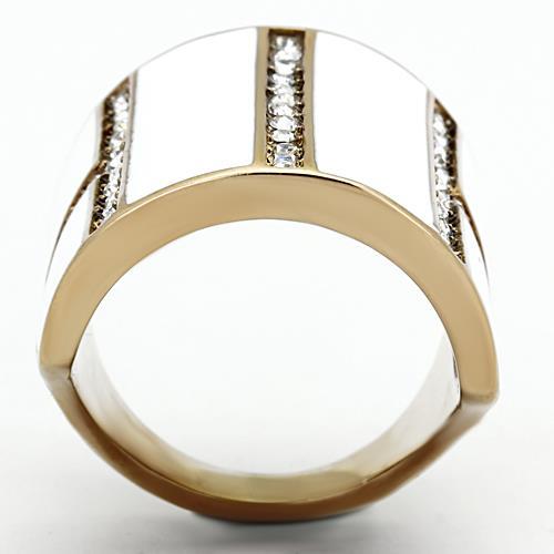 IP Rose Gold(Ion Plating) Stainless Steel Ring with Top Grade Crystal in Clear
