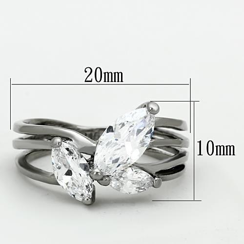 High polished (no plating) Stainless Steel Ring with AAA Grade CZ in Clear