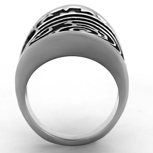 High polished (no plating) Stainless Steel Ring with Epoxy in Jet