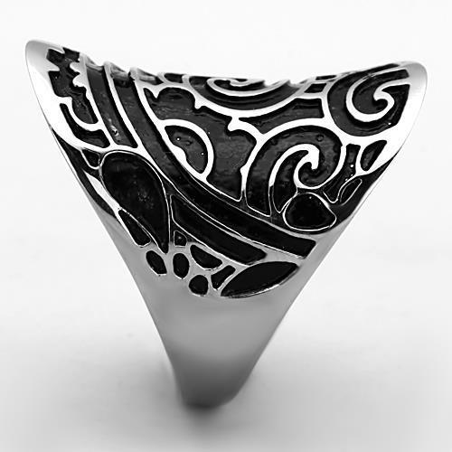 High polished (no plating) Stainless Steel Ring with Epoxy in Jet